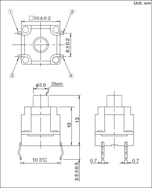Alpsalpine SKQBAPA010 price ALPS Tact switch SKQB