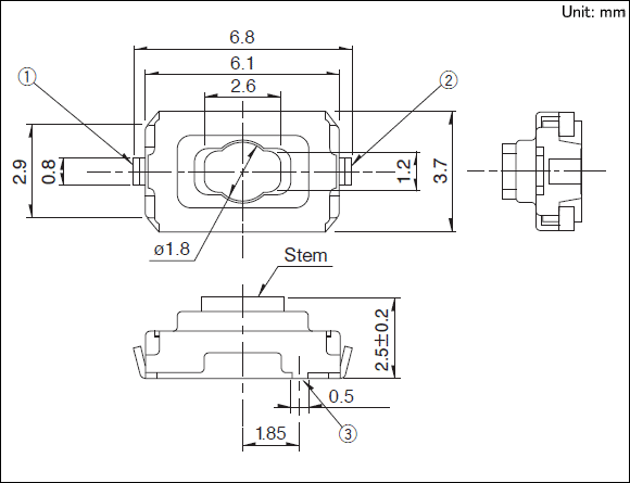 Alpsalpine SKQYPBE010 price ALPS Tact switch SKQY